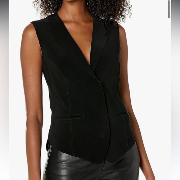 NWT Norma Kamali Women's Black Vest with Lapel size XL - Picture 1 of 12